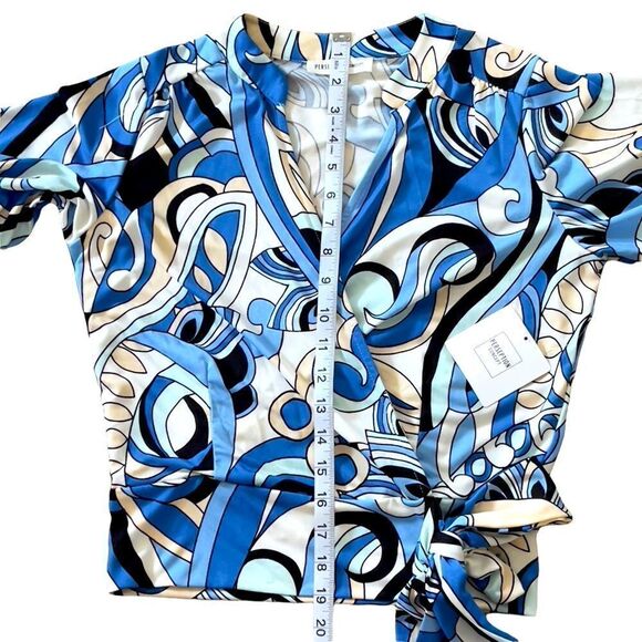 PerSeption Concept Blue Print Front Crossover Top SMALL NWT - Picture 13 of 16